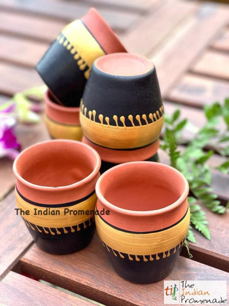 Handpainted Terracotta Kulhad chai glasses (set of 6)
