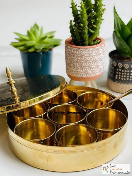Etched Brass Masala Dani (SpiceBox)