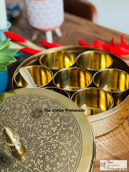 Etched Brass Masala Dani (SpiceBox)