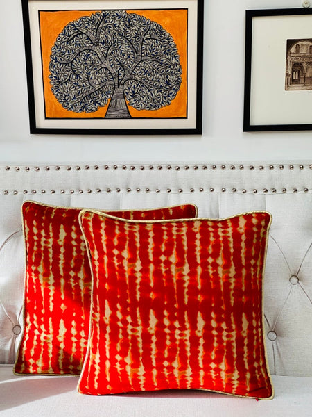 Bright Red Tie & Dye Cushion Cover