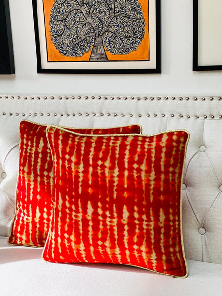 Bright Red Tie & Dye Cushion Cover