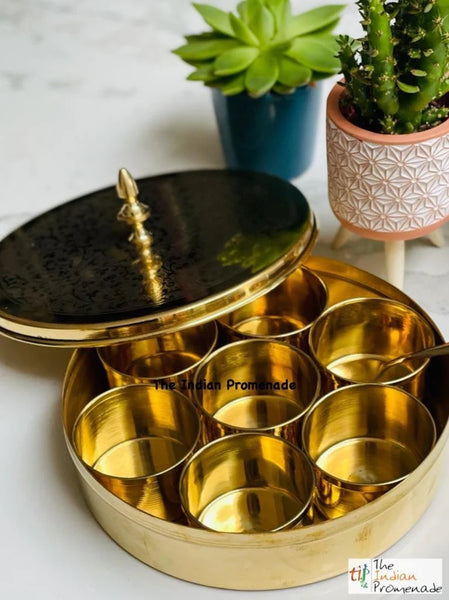 Etched Brass Masala Dani (SpiceBox)