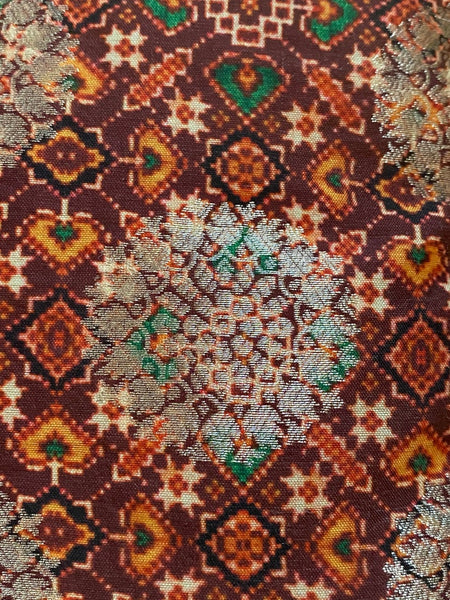 Patola Print Cushion Cover with Subtle Gold Weave - Maroon