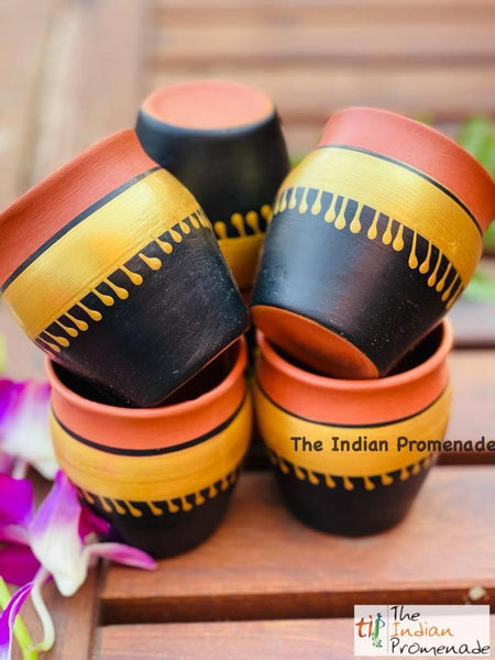 Handpainted Terracotta Kulhad chai glasses (set of 6)