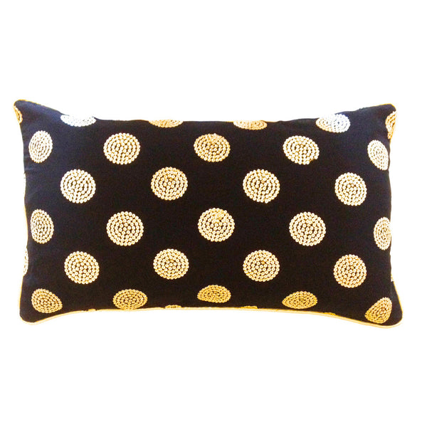 Black Long Cushion Cover with Gold Sequins